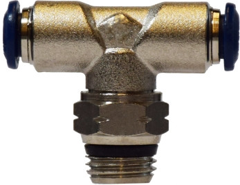 Midland Metal 20110N Swivel Branch Tee, 1/2 in Tube OD x 3/8 in MIP x 1/2 in Tube OD, Brass, Nickel-Plated