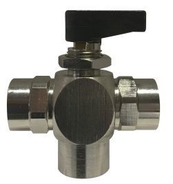 Midland Metal 466901 Mini Ball Valve, 1/4 in Nominal, FIP, 3-Way -Port/Way, 250 psi Pressure, Brass Body