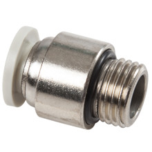 Midland Metal 20624N Internal Hex Straight Adapter, 6 mm Push-In x 1/8 in Male Metric, Brass, Nickel-Plated
