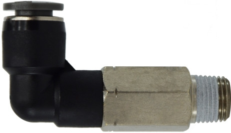 Midland Metal 20573C 90 deg Long Pattern Swivel Elbow, 1/4 in Push-In x 1/4 in MIP, Composite