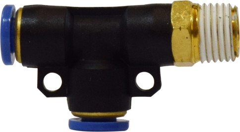 Midland Metal 20099C Swivel Run Tee, 3/8 in Tube OD x 1/8 in Male NPTF x 3/8 in Tube OD, Composite