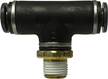 Midland Metal 720402SC Fixed Branch Tee, 1/4 in Push-In x 1/8 in Push-In x 1/4 in MIP, Composite