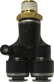 Midland Metal 620604C Branch Wye, 3/8 in Push-In Tube x 1/4 in MNPT x 3/8 in Push-In Tube, Composite