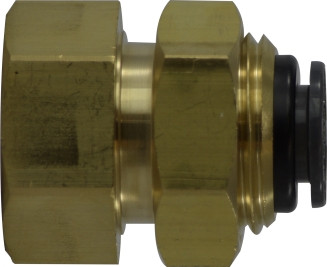 Midland Metal 860402C Bulkhead Connector, 1/4 in Push-In x 1/8 in FPT, Composite