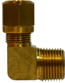 Midland Metal 38101 90 deg Elbow, 3/8 in Tube OD x 3/8 in Male NPTF, Brass