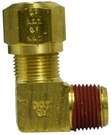 Midland Metal 38102 90 deg Elbow, 3/8 in Tube OD x 1/2 in Male NPTF, Brass