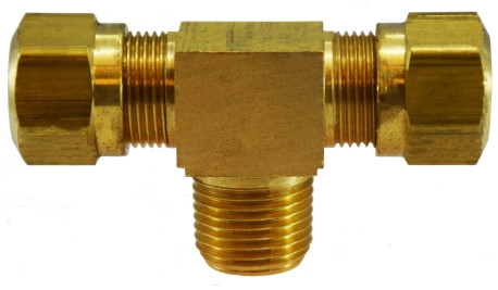 Midland Metal 38143 Branch Tee, 5/8 in Tube OD x 5/8 in Tube OD x 1/2 in Male NPTF, Brass