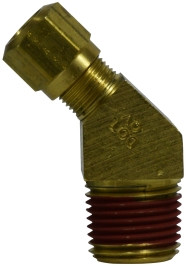Midland Metal 38148 45 deg Elbow, 1/4 in Tube OD x 1/8 in Male NPTF, Brass