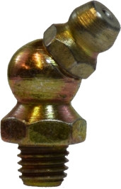 Midland Metal 36146 45 deg Short Ball Check, 45 deg, 1/4-28 Thread, NPTF Tapered Thread, 3/8 in Hex, Steel