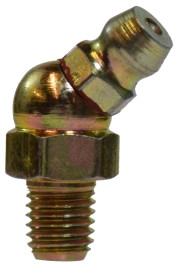 Midland Metal 36148 45 deg Long Ball Check, 45 deg, 1/4-28 Thread, NPTF Tapered Thread, 3/8 in Hex, Steel