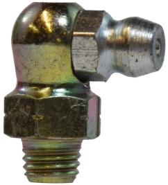 Midland Metal 36150 90 deg Ball Check, 90 deg, 1/4-28 Thread, NPTF Tapered Thread, 3/8 in Hex, Steel, 3/4 in OAL