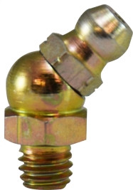 Midland Metal 36170 45 deg Ball Check, 45 deg, M6 x 1 Thread, Metric Thread, 9 mm Hex, Steel, 21 mm OAL