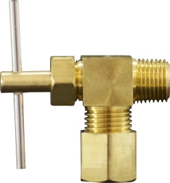 Midland Metal 46011 90 deg Needle Valve, 1/4 x 1/8 in Nominal, Compression x MPT, 150 psi Pressure