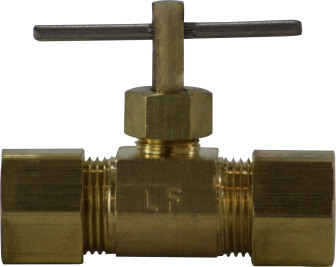 Midland Metal 46023 Needle Valve, 3/8 in Nominal, Compression, 150 psi Pressure, Brass Body
