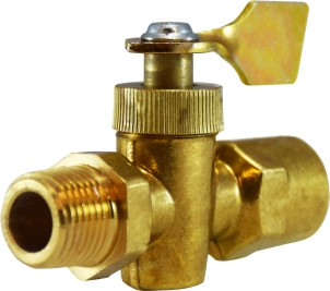 Midland Metal 46401 O-Ring Sealed Solid Bottom Valve, 1/4 x 1/4 in Nominal, FIP x MIP, 30 psi Pressure