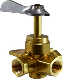 Midland Metal 46251 Side Outlet Ball Valve with 360 deg Click, 1/4 x 1/4 x 1/4 in Nominal, 3 -Port/Way, Brass Body
