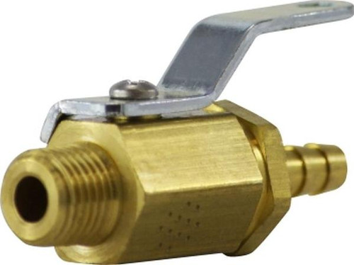 Midland Metal 46986 Miniature Ball Valve with Handle and Nut, 5/16 x 1/4 in Nominal, Hose Barbed x MIP