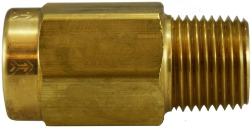 Midland Metal 46565 Check Valve, 1/8 in Nominal, FPT x MPT, Brass Body, Domestic