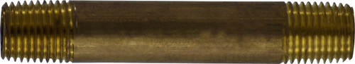 Midland Metal 40028 Seamless Pipe Nipple, 1/4 in MPT x 1/4 in MPT, 5 in, Brass