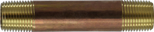 Midland Metal 40066 Seamless Pipe Nipple, 1/2 in MPT x 1/2 in MPT, 4 in, Brass