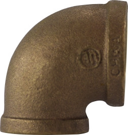 Midland Metal 44123 90 deg Reducing Elbow, 1/2 in FPT x 1/4 in FPT, Bronze