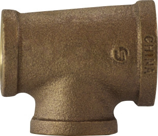 Midland Metal 44296 Reducing Tee, 1 in FPT x 3/4 in FPT x 3/4 in FPT, Bronze