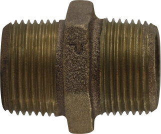 Midland Metal 44721 Hex Nipple, 1/4 in MPT x 1/4 in MPT, 1-1/4 in, Bronze