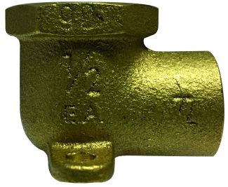 Midland Metal 44840LF 90 deg Drop Ear Elbow, 1/2 in Sweat x 1/2 in FIP, Bronze