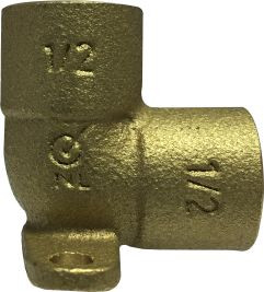 Midland Metal 44844LF 90 deg Drop Ear Elbow, 1/2 in Sweat x 1/2 in Sweat, Brass