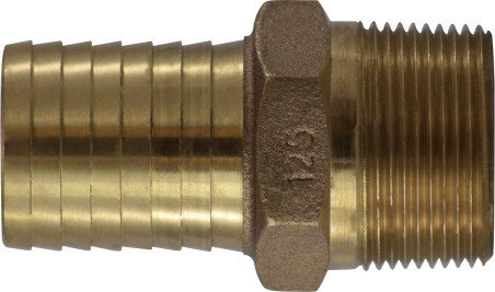 Midland Metal 973927 Hex Adapter, 1 in Hose Barbed x 1 in MIP, Bronze