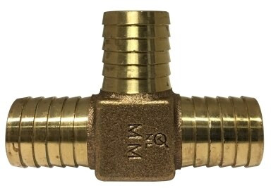Midland Metal 973966LF Insert Tee, 1 in Hose Barbed x 1 in Hose Barbed x 1 in Hose Barbed, Bronze