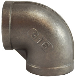 Midland Metal 63106 90 deg Elbow, 1-1/4 in FNPT x 1-1/4 in FNPT, Stainless Steel, 150 lb
