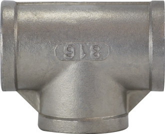 Midland Metal 63254 Pipe Tee, 3/4 in FPT x 3/4 in FPT x 3/4 in FPT, Stainless Steel, 150 lb