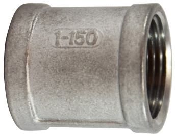 Midland Metal 62417 Banded Coupling, 1-1/2 in FPT x 1-1/2 in FPT, Stainless Steel, 150 lb