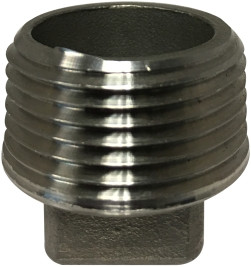Midland Metal 62654 Cored Square Head Plug, 3/4 in MPT, Stainless Steel, 150 lb