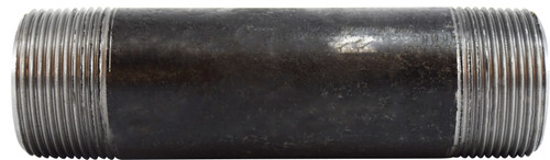 Midland Metal 59132SMLS Seamless Pipe Nipple, 1-1/4 in MPT x 1-1/4 in MPT, 9 in L, Steel, Black, SCH 80 Schedule