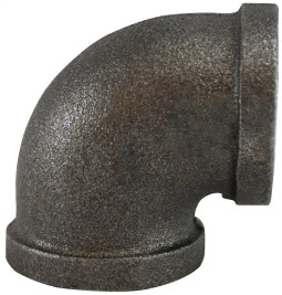 Midland Metal 65102 90 deg Elbow, 3/8 in FPT x 3/8 in FPT, Iron, Black, 150 lb