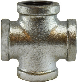 Midland Metal 64390 Cross, 1/8 in FPT x 1/8 in FPT x 1/8 in FPT x 1/8 in FPT, Iron, Galvanized