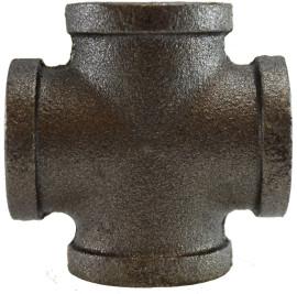 Midland Metal 65400 Cross, 3 in FPT x 3 in FPT x 3 in FPT x 3 in FPT, Iron, Black