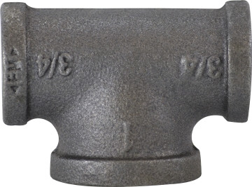 Midland Metal 65300 Bullhead Tee, 1 in FPT x 1 in FPT x 1-1/2 in FPT, Iron, Black, 150 lb