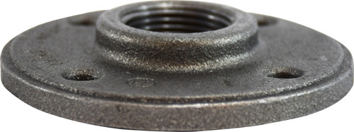Midland Metal 65694 Round Floor Flange, 1 in FPT, Iron, Black, 150