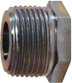 Midland Metal 66504 Reducer Hex Bushing, 1/2 in MPT x 1/4 in FPT, Steel, Zinc-Plated