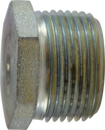 Midland Metal 66775 Solid Hex Head Plug, 1 in MNPT, Steel, Zinc-Plated, 150 lb