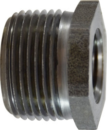 Midland Metal 67500 Hex Bushing, 1/4 in MPT x 1/8 in FPT, Steel, Black