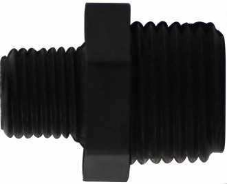 Midland Metal 28624B Reducing Hex Nipple, 1/2 in MPT x 3/8 in MPT, Polyethylene, Black
