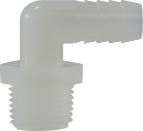 Midland Metal 33311W 90 deg Elbow, 1/2 in Hose Barbed x 1/2 in MIP, Nylon