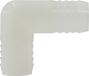 Midland Metal 33394W 90 deg Elbow, 1/2 in Hose Barbed x 1/2 in Hose Barbed, Nylon