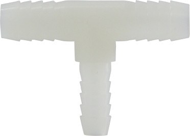 Midland Metal 33430W Reducing Branch Tee, 3/8 in Hose Barbed x 3/8 in Hose Barbed x 1/2 in Hose Barbed, Nylon
