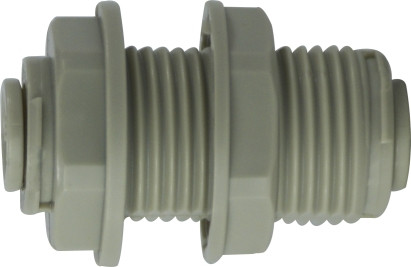 Midland Metal 20129P Bulkhead Union, 1/2 in Push-In x 1/2 in Push-In, Plastic