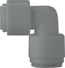 Midland Metal 20734P 90 deg Reducing Elbow, 3/8 in Push-In Tube x 1/4 in Push-In Tube, Plastic